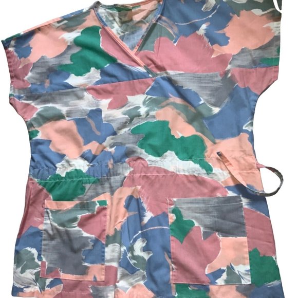 Angelica Print Scrub Top Blue, Pink, Green, White Size 38-40 - Picture 2 of 10